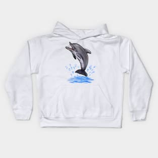 Cute dolphin making a splash.  Playful Dolphins Kids Hoodie